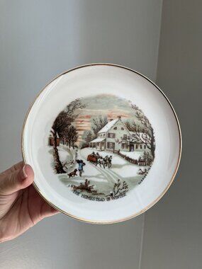 Currier and Ives The Homestead In Winter Vintage Decorative Collector Plate